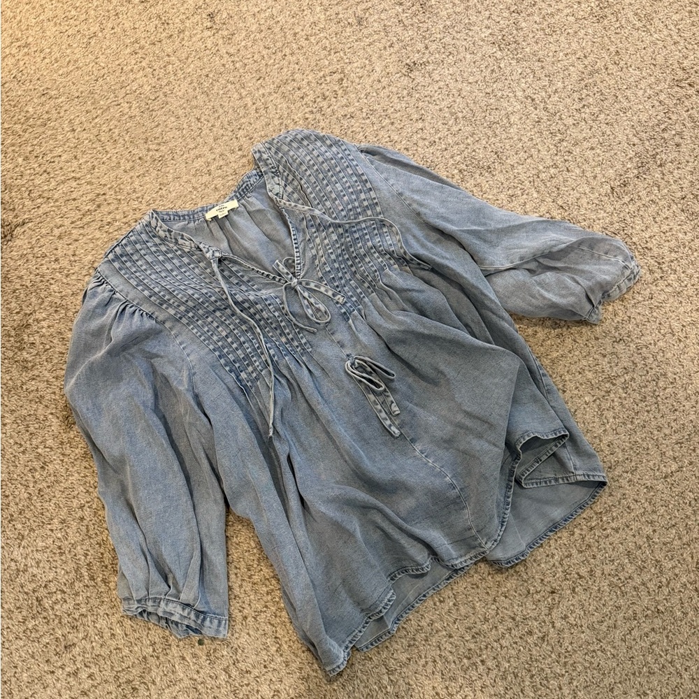 Entro Light Blue Peasant Blouse